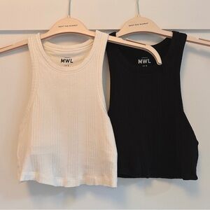 Madewell MWL Variegated Rib Crop Tank - Set of 2